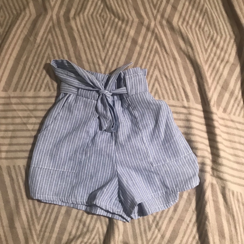 Pinstripe Tie Front Shorts